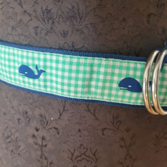Green & Blue Toe Göz Whale Print Belt With D-Ring Buckle Small - Picture 2 of 5